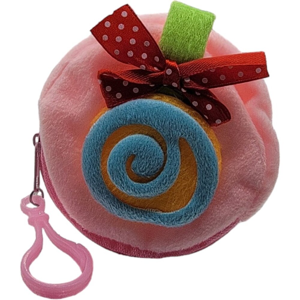 Child coin holder in pink with red bow tie
